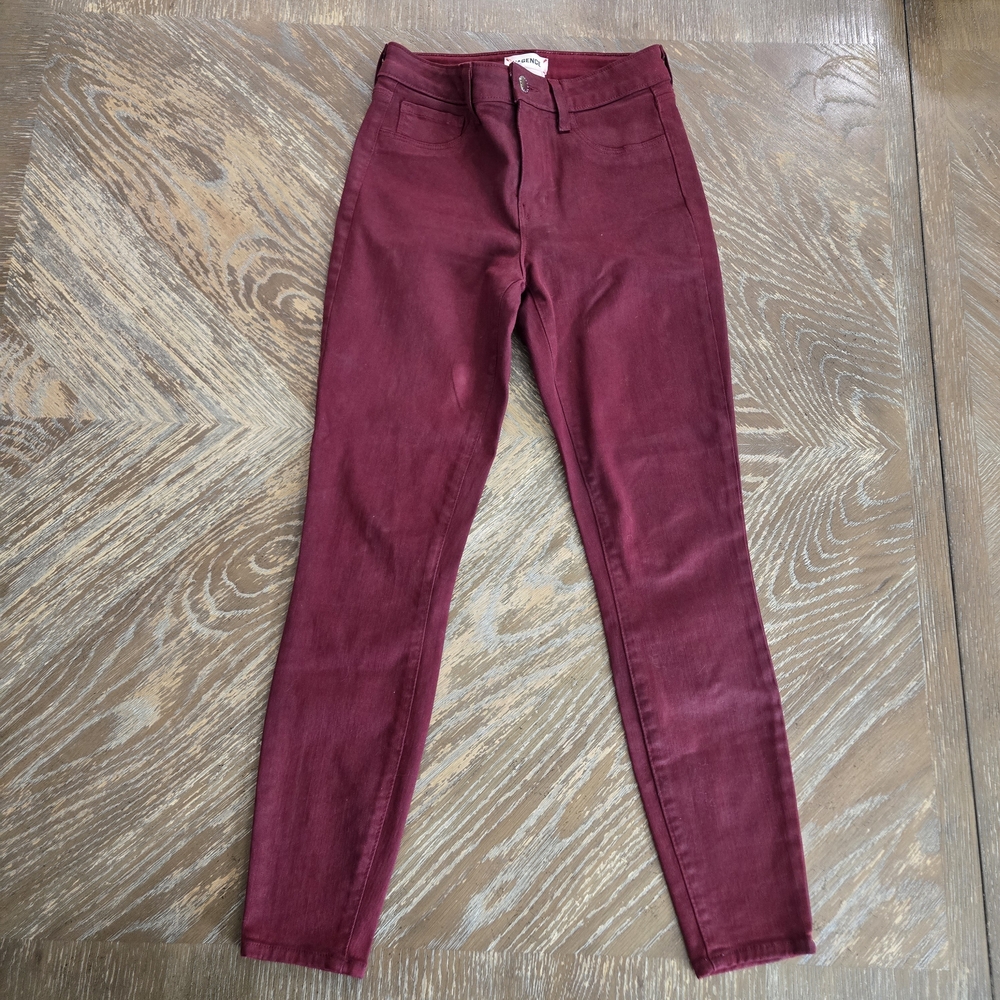 L’Agence Margot Skinny Jeans 25 High Rise Dark Berry Coated Stretch